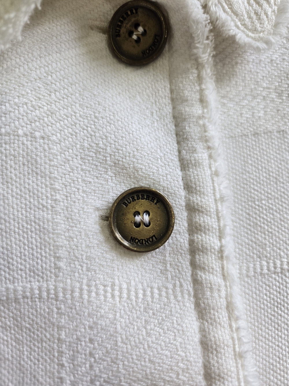 Burberry White Cotton-Blend Button Front Jacket Size 8 - Picture 4 of 16